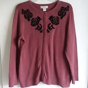 Christopher‎ & Banks Cottage Core Romantic Floral Accent Sweater